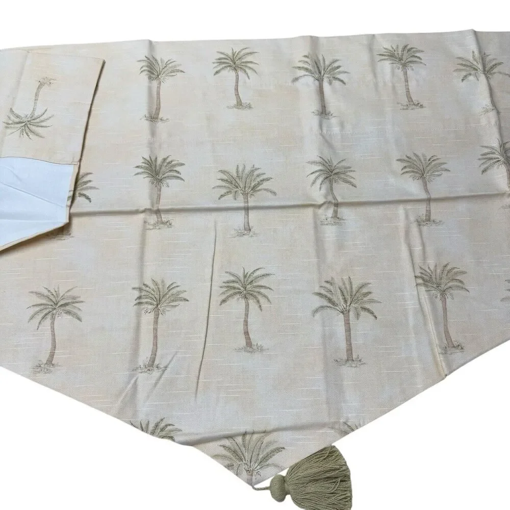 Waverly Victoria Valance Tahiti Sage Palm Tree Print Tassel One Window Treatment